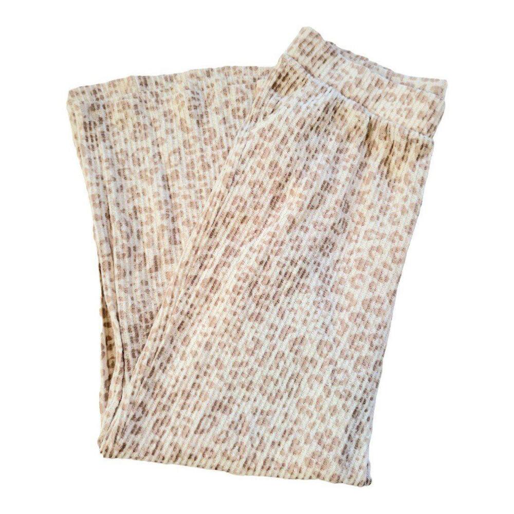 Womens XL Love fire leopard print crop top wide leg comfy winter sleepwear set - Picture 8 of 9